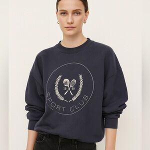 Oak + Fort Oversized Navy Sweatshirt with Logo